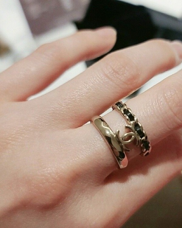 샤넬 체인반지 로고 반지 골드 블랙 cc로고반지